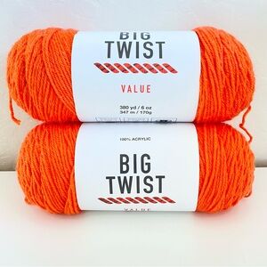 Big Twist Value Yarn Orange 2 Skeins NEW